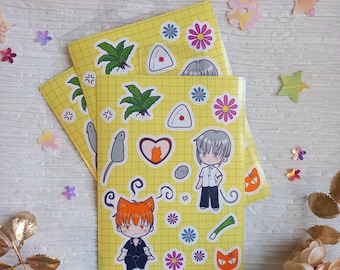 Japanese Anime Fruits Basket Sticker Sheet Kyo and Yuki