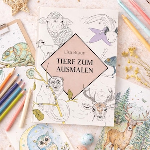 Malbuch für Kinder und Erwachsene - Tiermotive