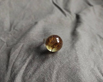 Verstellbarer Epoxidharzring mit echtem Pflanzenmaterial – Magic Forest Ring – Natur Schmuck Geschenk Damen