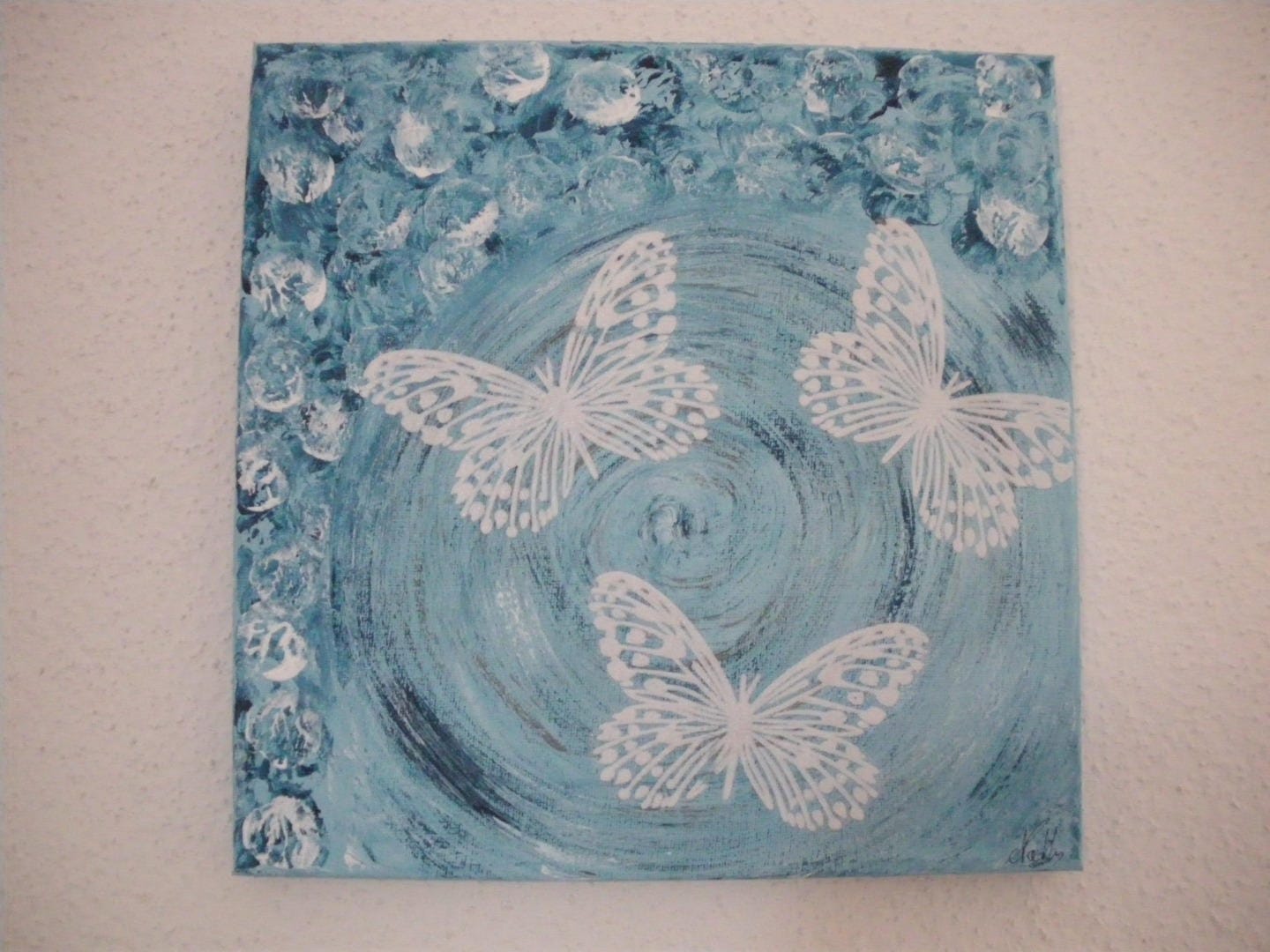 Tableau Home-Deco Bleu Envolée de Papillons