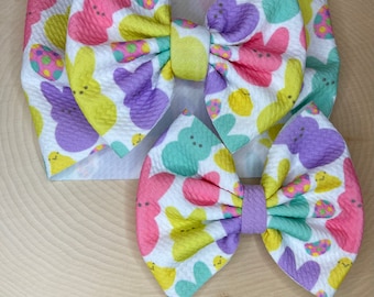 ToddlerKid Face Mask 3.5 Pinwheel Bow GirlsAdult Twist Headband 5\u201d Bow Easter Peeps
