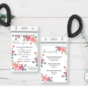 Destination Wedding Room Key Holder Wedding Itinerary Card Etsy