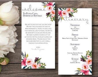 Destination Wedding ItineraryWedding Welcome LetterWedding ItineraryDestination Wedding Welcome LetterEditableINSTANT DOWNLOADTropical