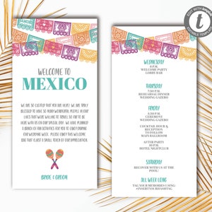 Mexico Destination Wedding Itinerary, Destination Wedding Welcome Letter, Bridal Party Itinerary, Customized, Digital, PP100