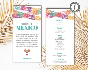 Mexico Destination Wedding Itinerary, Destination Wedding Welcome Letter, Bridal Party Itinerary, Customized, Digital, PP100