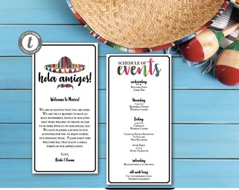 Mexico Destination Wedding Itinerary, Destination Wedding Welcome Letter, Bridal Party Itinerary, Editable Template, MX100