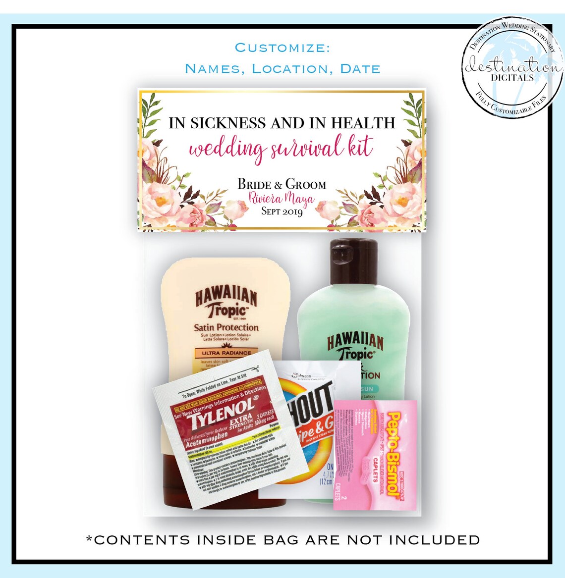 Wedding Recovery Kit Bag and Topper Wedding Survival Kit Bag Etsy