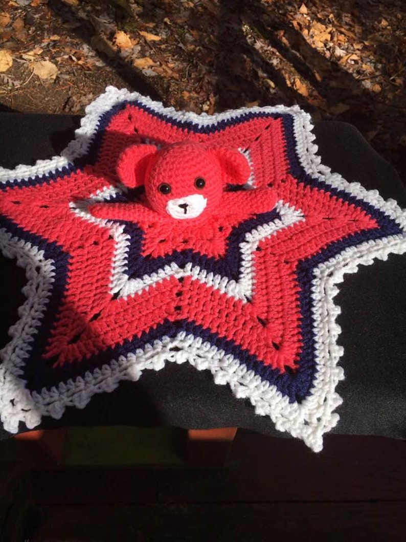 Crochet Bear Blanket Lovey Blanket Lovey Crochet Security Blanket Bear Lovey Bear Security Blanket baby shower Baby Gift