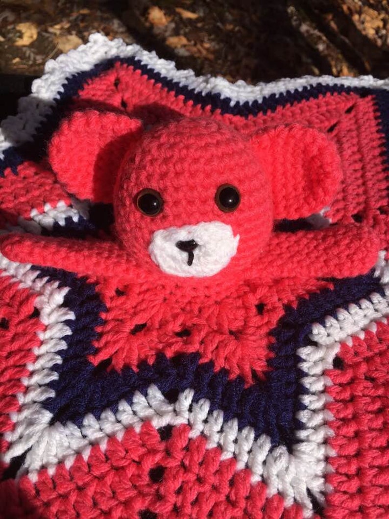 Crochet Bear Blanket Lovey Blanket Lovey Crochet Security Blanket Bear Lovey Bear Security Blanket baby shower Baby Gift