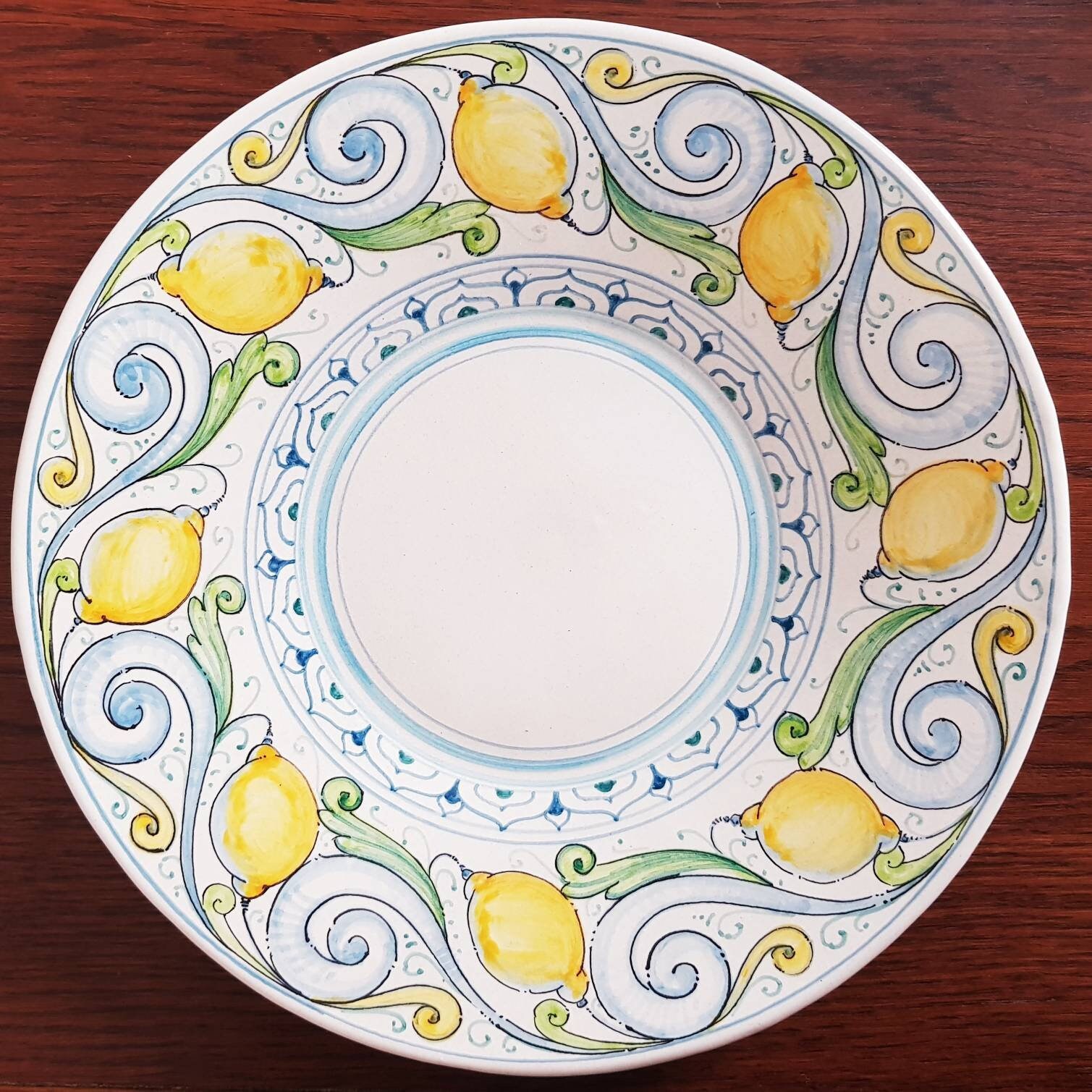 Italian ceramic lemons plates majolica hand painted made italy Etsy