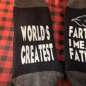 Worlds greatest farter, great father, gifts for him, Father's Day, dad gifts, husband gifts, funny socks, fart socks, gag gift, Christmas image 14