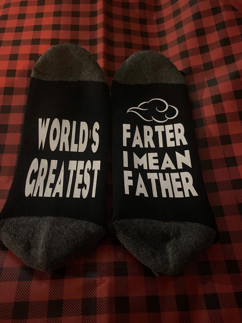 Worlds greatest farter, great father, gifts for him, Father's Day, dad gifts, husband gifts, funny socks, fart socks, gag gift, Christmas image 3