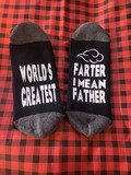 Worlds greatest farter, great father, gifts for him, Father's Day, dad gifts, husband gifts, funny socks, fart socks, gag gift, Christmas