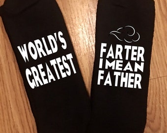 Worlds greatest farter, great father, gifts for him, Father's Day, dad gifts, husband gifts, funny socks, fart socks, gag gift, Christmas