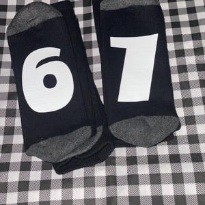 Six Seven Meme Socks - Funny Gag Gift Novelty Gaming TikTok Teen Stocking Stuffer White Elephant Present Rizzmas