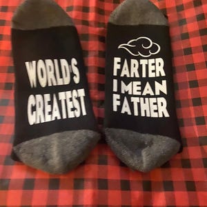 Worlds greatest farter, great father, gifts for him, Father's Day, dad gifts, husband gifts, funny socks, fart socks, gag gift, Christmas image 15
