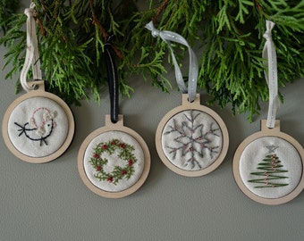 Hand embroidered holiday ornament