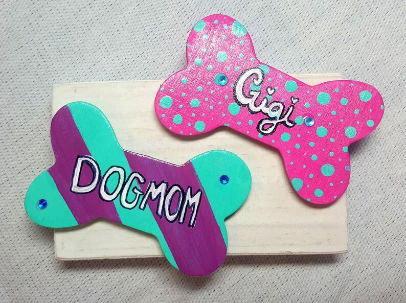 Striped Bone Kitchen Decor for Dog Lover Dog Mom Bone Shaped Fridge Magnet