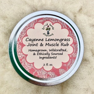 Cayenne Lemongrass Sore Muscle + Joint Rub | Organic Pain Relief Rub for Stiff Muscles & Joints with Cayenne, Arnica, and More