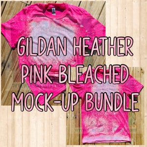 Gildan Softstyle Heather Pink Bleached Mockup Digital Download Use for your Designs Example Bleaching Cute Valentine