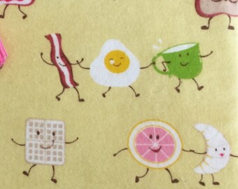 Kawaii Frühstück Tasche aus Baumwolle mit Reißverschluss: Federmäppchen, Schminktasche, Kartenhalter