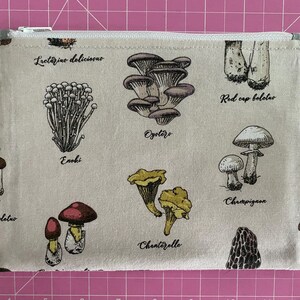 Mushroom Zippered Pouch: Flannel Pencil Case, Makeup Bag