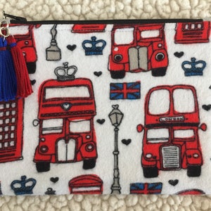 Bus à impériale - Londres - retour à l'école - pochette zippée - trousse à crayons - trousse zippée - trousse de maquillage - pochette pour cartes