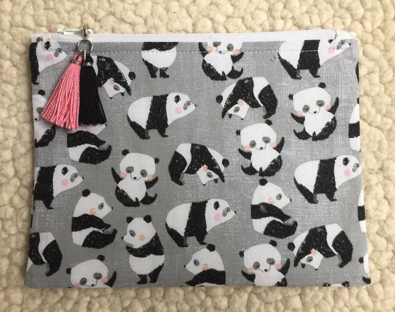 Panda back to school zippered case pencil case zippered pouch makeup bag small bag card pouch image 1