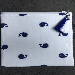 Bolsa com zíper baleia - bolsa de maquiagem - estojo para lápis - bolsa para cartão - bolsa de viagem - bolsa pequena