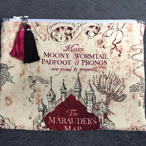 Harry Wizard Magic Marauder&#39;s Map Zippered Pouch: Wizard Pencil Case, Makeup Bag