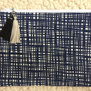 Linhas azuis - estojo com zíper de volta às aulas - estojo para lápis - bolsa com zíper - bolsa de maquiagem - bolsa para cartão - bolsa pequena