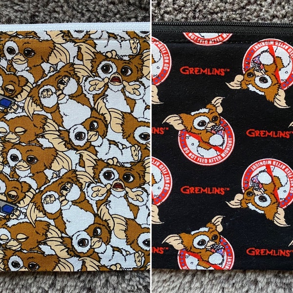 80's - Gizmo - Gremlins - Mogwai - back to school - zippered case - pencil case - zippered pouch - makeup bag - card pouch