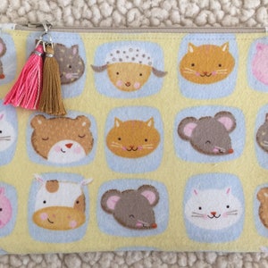 Lente babydieren - baby boerderijdieren - terug naar school zakje met ritssluiting - make-up tas - etui - etui met ritssluiting - kleine tas - kaartzakje