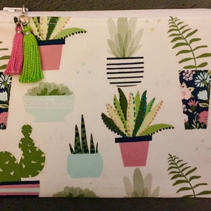 Succulentes - plantes d'intérieur - amoureux des plantes - étui à fermeture éclair pour la rentrée des classes - étui à crayons - pochette à fermeture éclair - trousse de maquillage - petit sac - pochette pour cartes