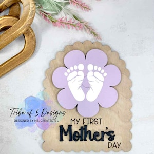 Mein erster Muttertag Baby Handabdruck Fußabdruck Shelf Sitter Schilder | Babys erster Muttertag SVG | Handabdruck Baby Zeichen |
