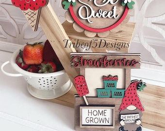 Strawberry Tiered Tray Svg | Gnome Tiered Tray Svg | Strawberry Farm Tiered Tray Svg | Summer Tiered Tray Svg | Gnome Tier Tray Svg | Svgs |