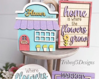 Spring Tiered Tray Svg | Spring TIer Tray Svg | Flower Tiered Tray Svg | Spring Signs Svg | Glowforge Files | Laser Ready Files | Spring SVG