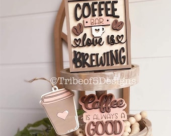 Coffee Tiered Tray Svg | Coffee Signs Svg | Coffee Svg | Kitchen Tiered Tray Svg | Kitchen Tier Tray Svg | Laser Ready Files | Glowforge Svg