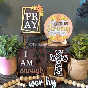 Tiered Tray Svg | Tier Tray Svg | She Is  Strong Tiered Tray Svg | Blessed Tiered Tray | Laser Ready Files | Glowforge Files | Laser Svgs |