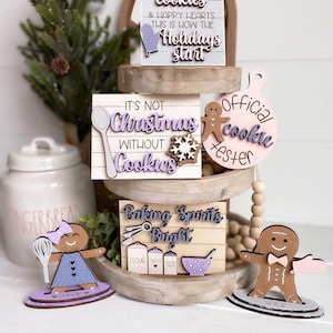 Christmas Tiered Tray Svg | Christmas Tier Tray Svg | Gingerbread Tiered Tray Svg | Laser Ready Files | Glowforge Files | Glowforge Svg |