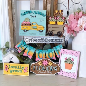Spring Tiered Tray Svg | Spring Tier Tray Svg | Flower Tiered Tray Svg | Flower Tier Tray Svg | Laser Ready Files | Glowforge Files |