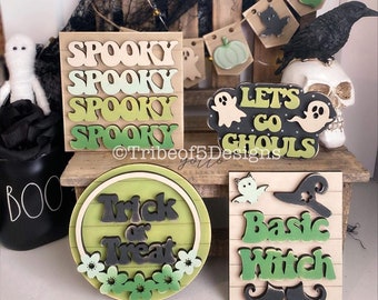 Bandeja escalonada de Halloween Svg / Bandeja de nivel de Halloween svg / Signos de Halloween svg / Halloween svg / Archivos listos para láser / Retro Halloween svg /