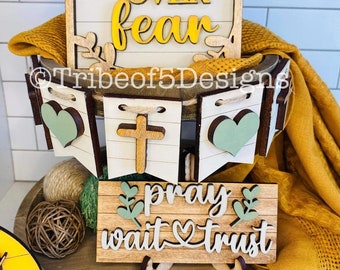 Faith Tiered Tray Svg | Pray Tiered Tray Svg | Be Still Tiered Tray Svg | Religious Tiered Tray Svg | Glowforge Files | Laser Files |