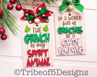 Grinch Ornamente Schmuck | Weihnachtsschmuck | Cindy Lou Anhänger | Laserbereite geschnitten Datei | Holz Ornamente geschnitten Datei | Glowforge Ornamente geschnitten Datei |