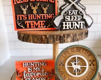 Hunting Tiered Tray Svg | Hunting Tier Tray Svg | Hunting Signs Svg | Laser Ready Files | Glowforge Files | Hunting Svg | Deer Hunting Svg |
