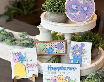Spring Tiered Tray Svg | Bloom Tiered Tray Svg | Floral Tiered Tray Svg | Tiered Tray Signs Svg | Tiered Tray Decor | Spring Signs Svg |