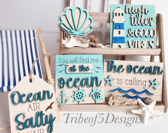 Beach Tiered Tray Svg | Ocean Tiered Tray Svg | Beach Tier Tray Svg | Laser Ready Files | Ocean Signs Svg | Beach Signs Svg | Glowforge Svg