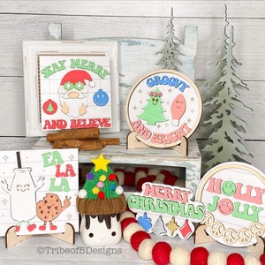 Christmas Tiered Tray Svg | Christmas Tier Tray Svg | Retro Christmas Svg | Retro Christmas Tiered Tray Svg | Laser Ready Files | Laser Svg