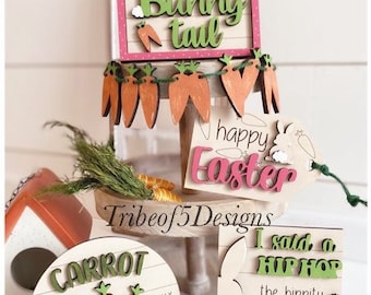 Easter Tiered Tray Svg | Easter Tier Tray Svg | Easter Signs Svg | Carrot Patch Svg | Glowforge Svgs | Laser Ready Files | Glowforge Files