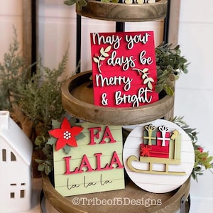 Christmas Tiered Tray Svg | Christmas Tier Tray Svg | Christmas Signs Svg | Laser Ready Files | Glowforge Svgs | Laser Ready Svgs |